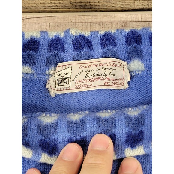 VTG Imported P&M Distributors Sweden 100% Wool Blue Size pics for measurements - Picture 3 of 6